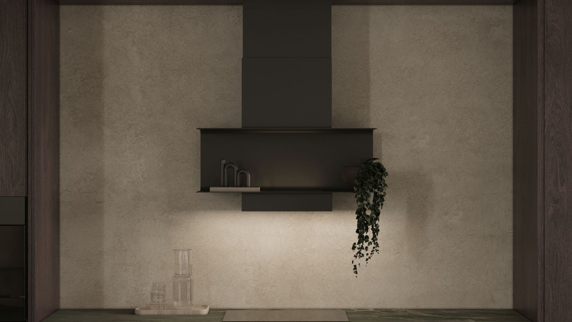 Hota decorative C-Shelf Black-Black - Negru Mat - Vizualizare