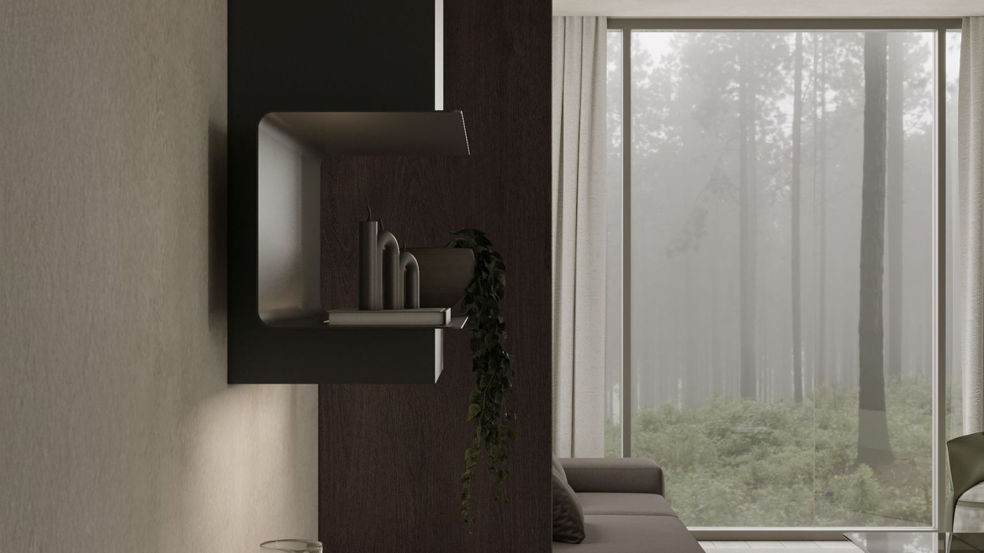 Hota decorative C-Shelf Black-Black - Negru Mat - Vizualizare 8