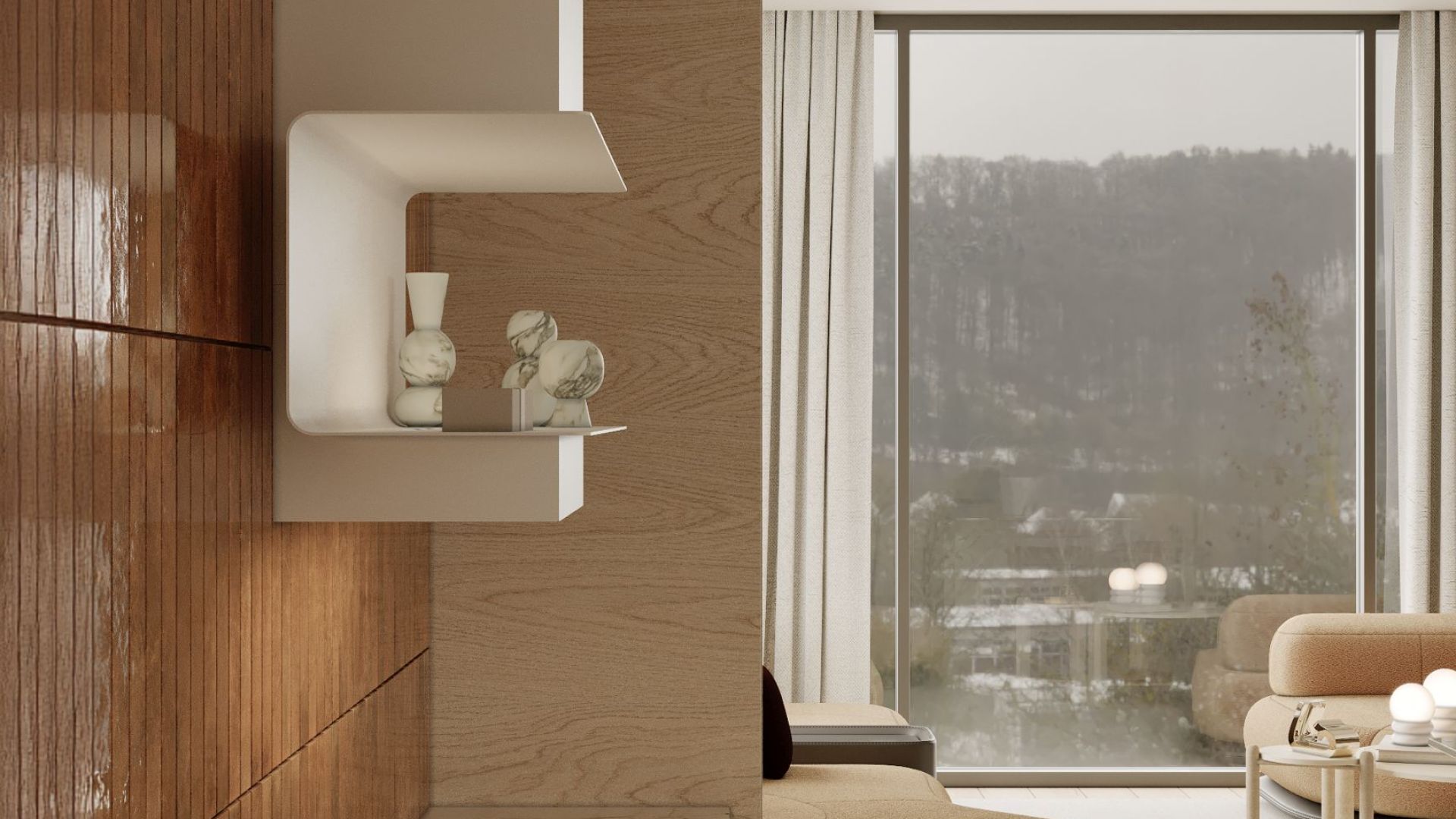 Hota decorative C-Shelf White-White - Alb Mat - Vizualizare 3