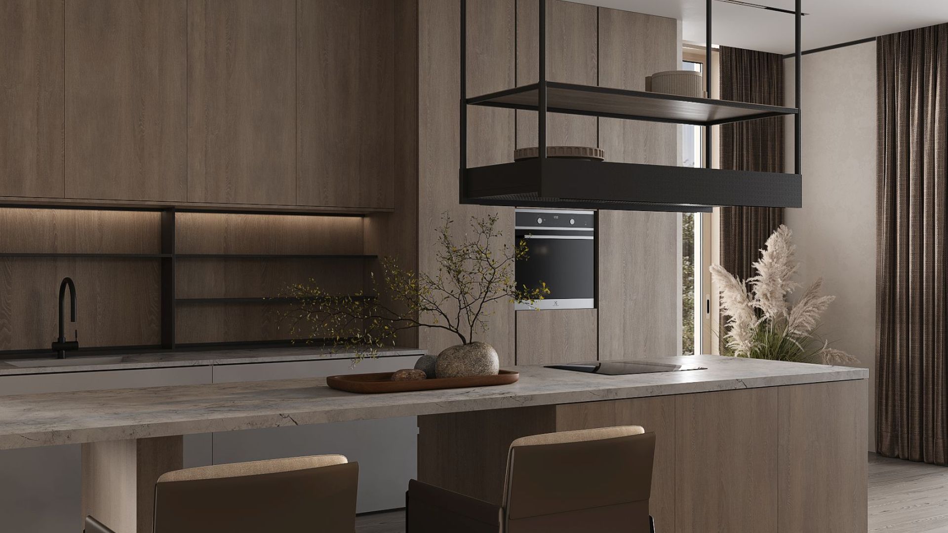 Hota insula Alvar Wood Black Matt - Negru Mat - Vizualizare 5