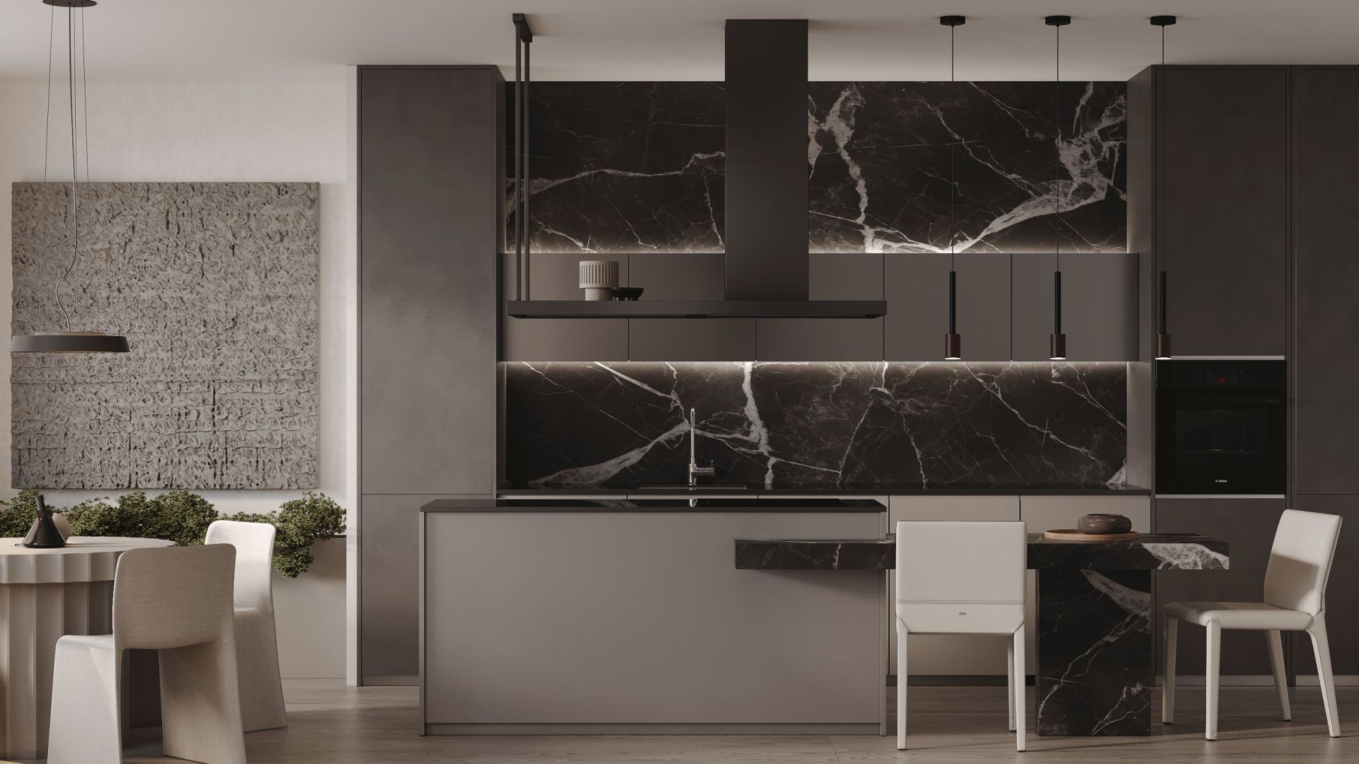 Hota insula Metropolis Black Matt - Negru Mat - Vizualizare