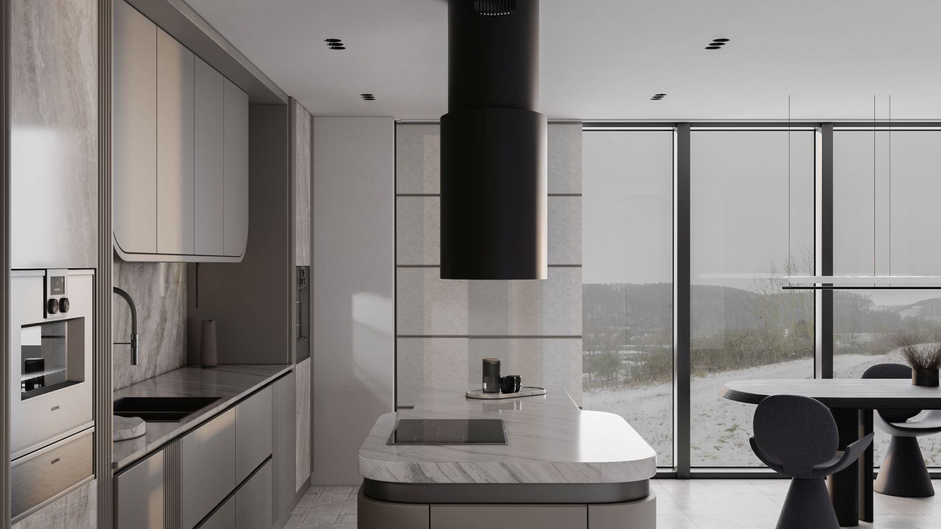 Hota insula Oval Black Matt - Negru Mat - Vizualizare 5