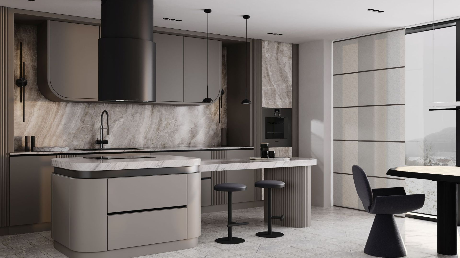 Hota insula Oval Black Matt - Negru Mat - Vizualizare 6