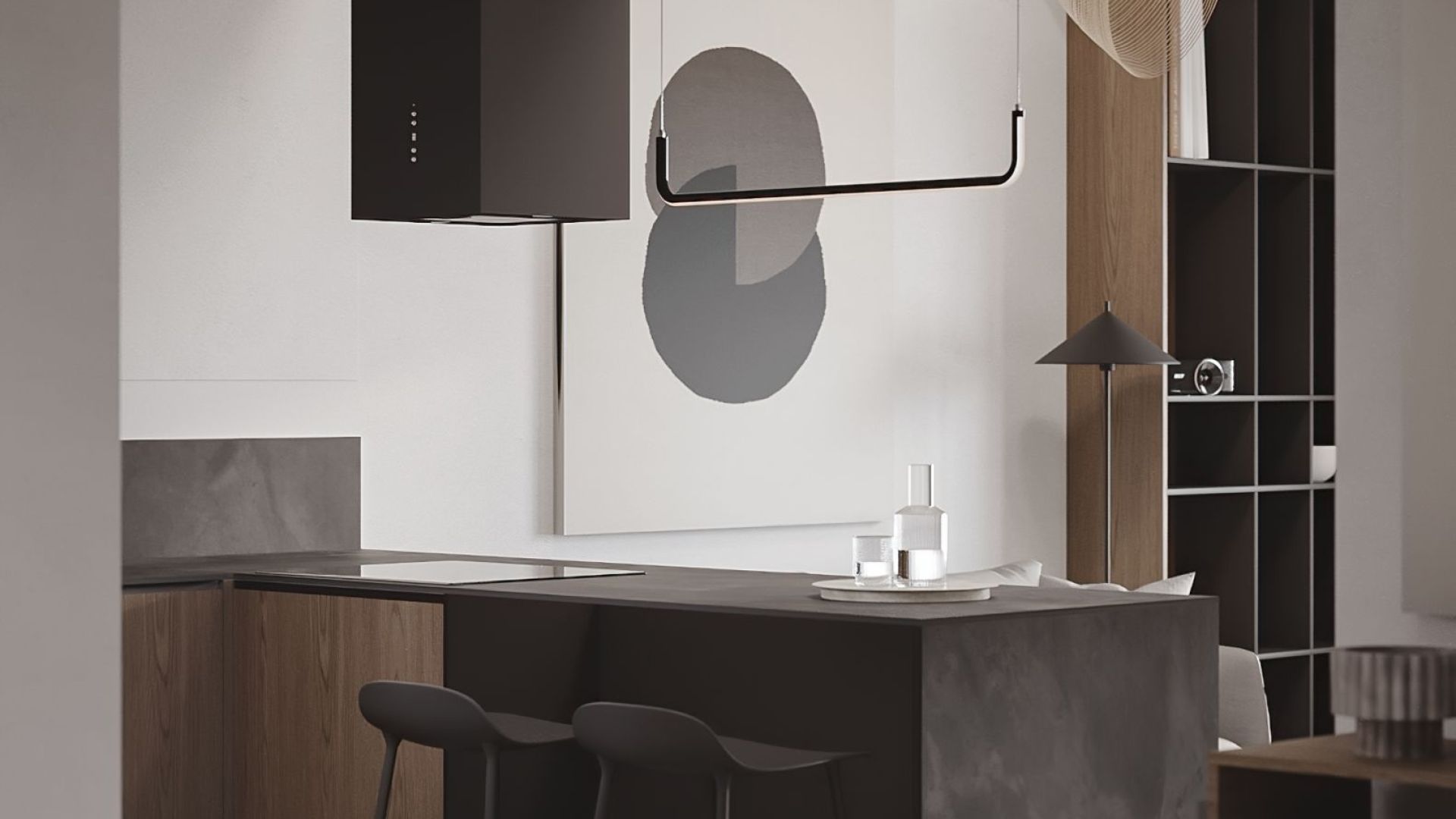 Hota insula Quadro Black Matt - Negru Mat - Vizualizare