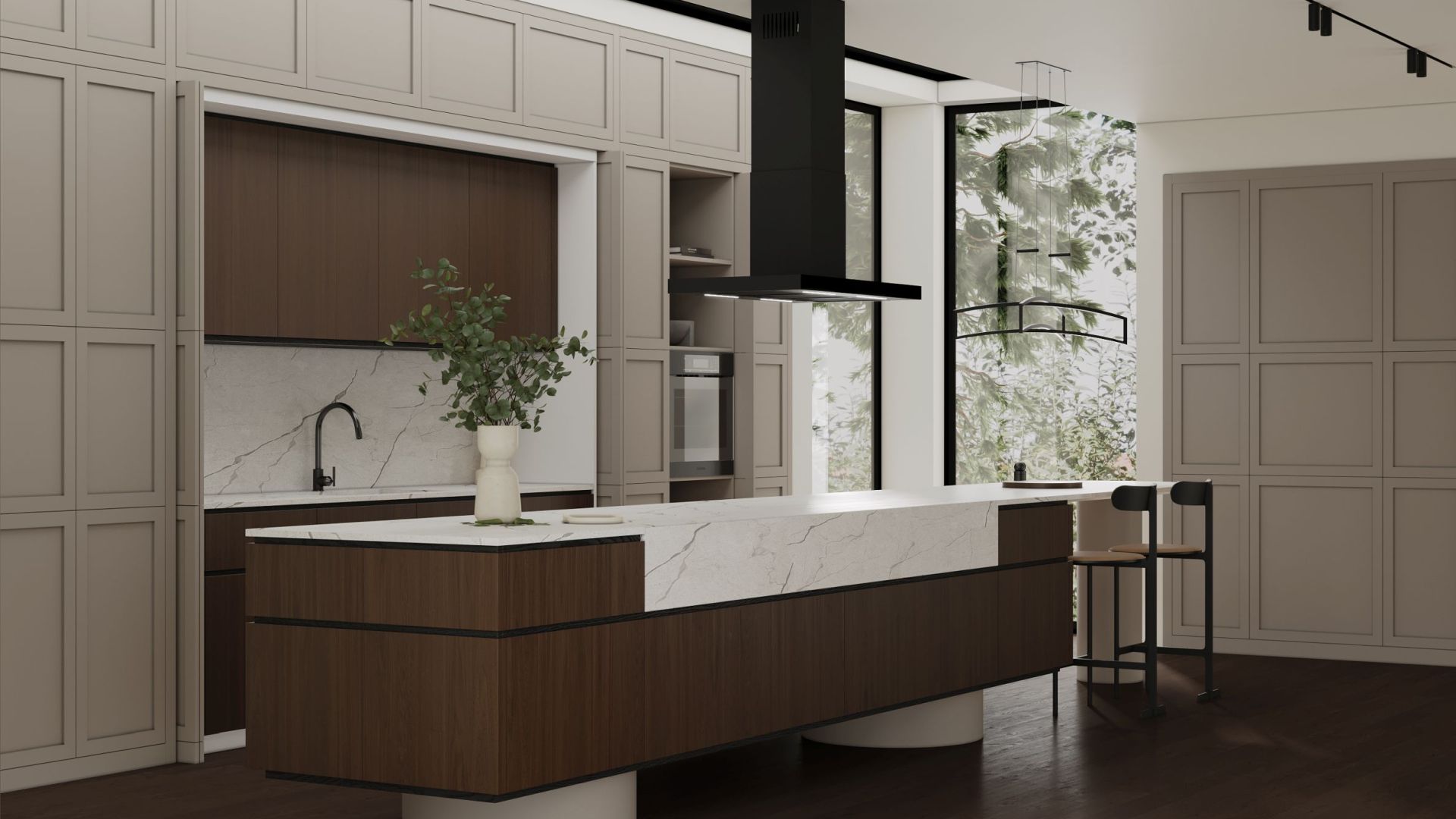 Hota insula Sento Eco Island Strips Black Matt - Negru Mat - Vizualizare