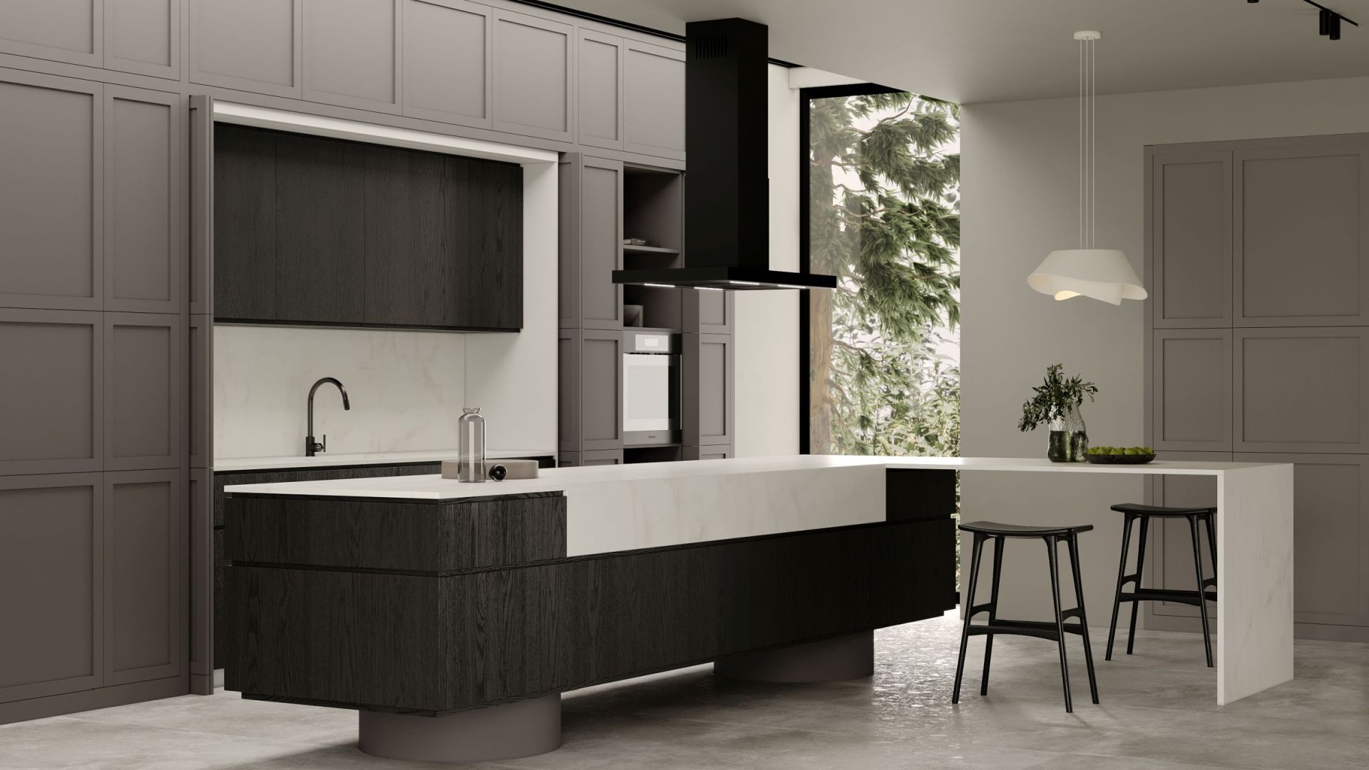 Hota insula Sento Island Strips Black Matt - Negru Mat - Vizualizare