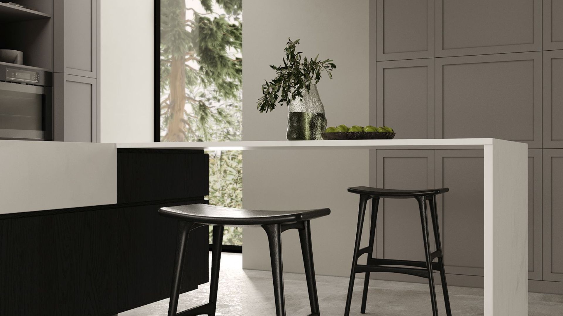 Hota insula Sento Island Strips Black Matt - Negru Mat - Vizualizare 3