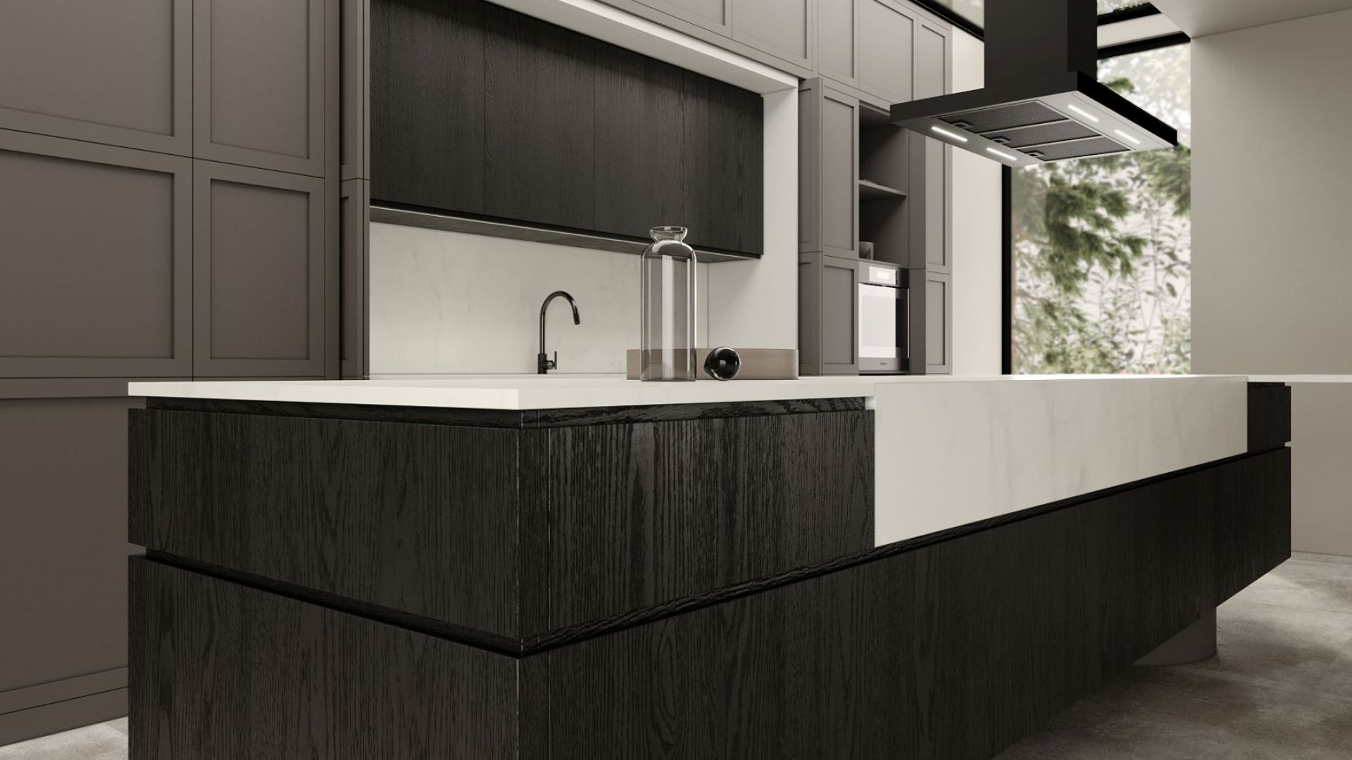 Hota insula Sento Island Strips Black Matt - Negru Mat - Vizualizare 4