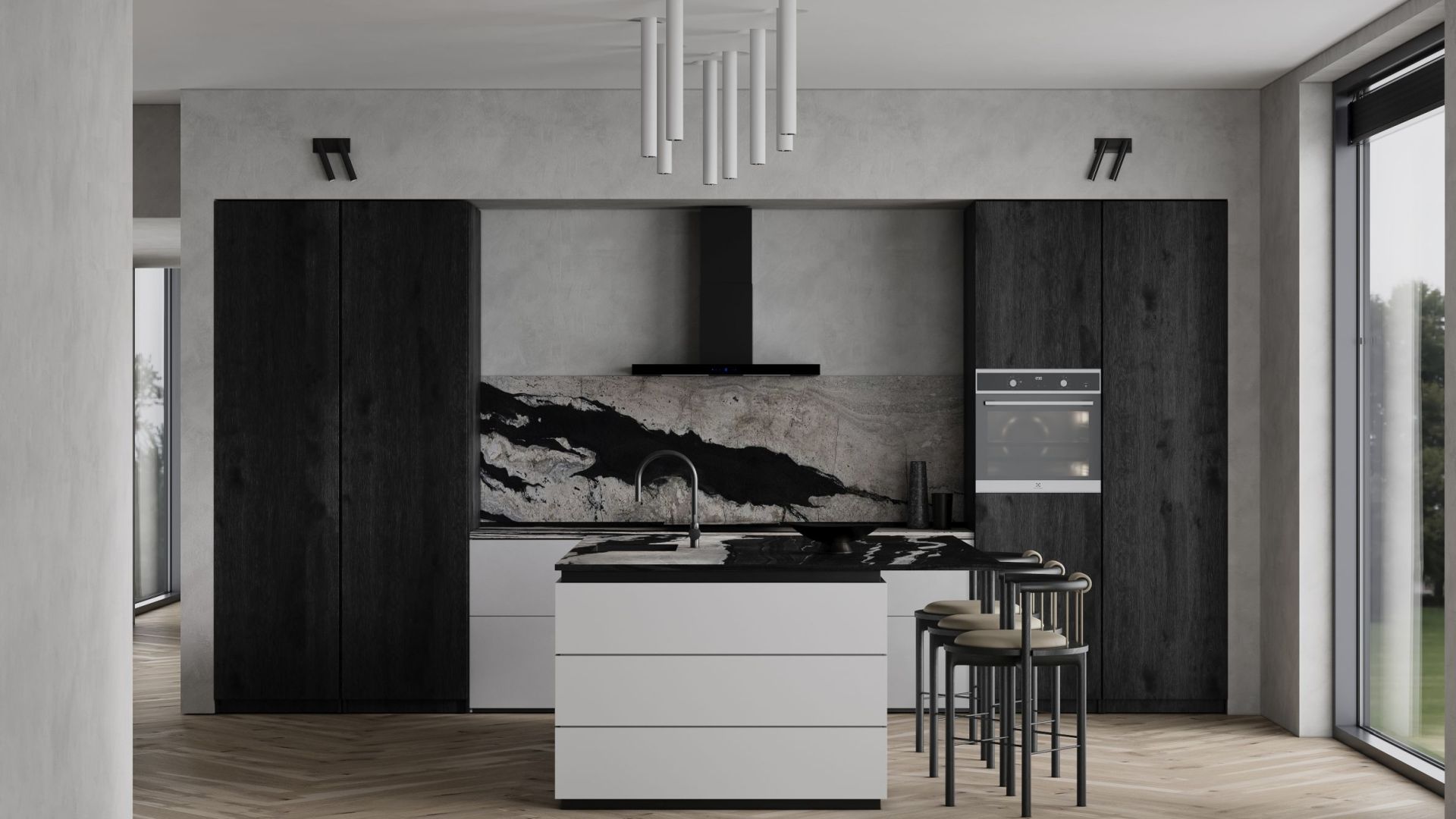 Hota decorative Sento OR Strips Black Matt - Negru Mat - Vizualizare