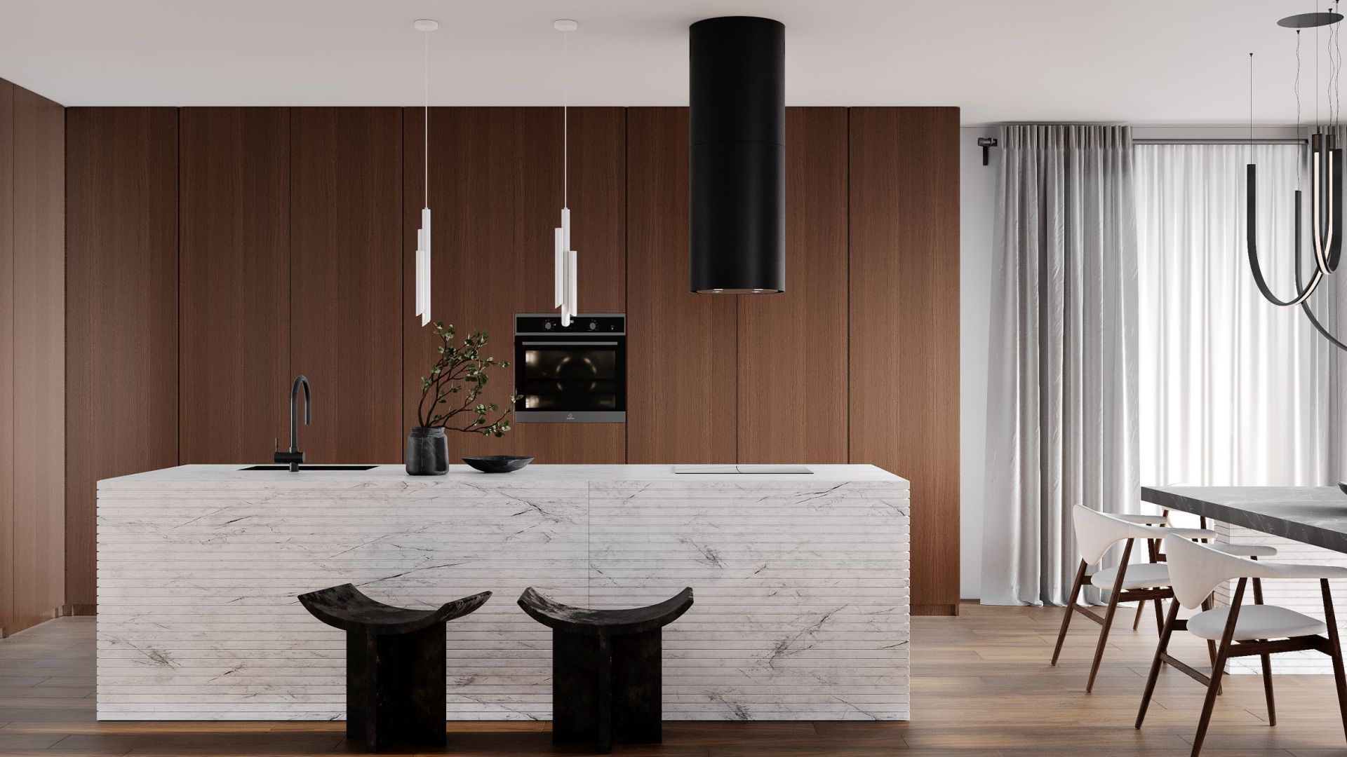 Hota insula Tubo Black Matt - Negru Mat - Vizualizare