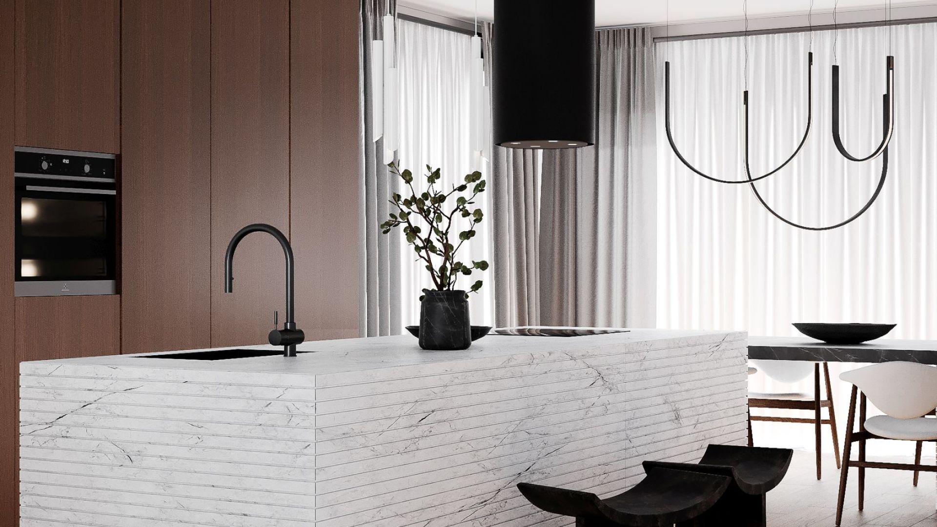 Hota insula Tubo Black Matt - Negru Mat - Vizualizare 2