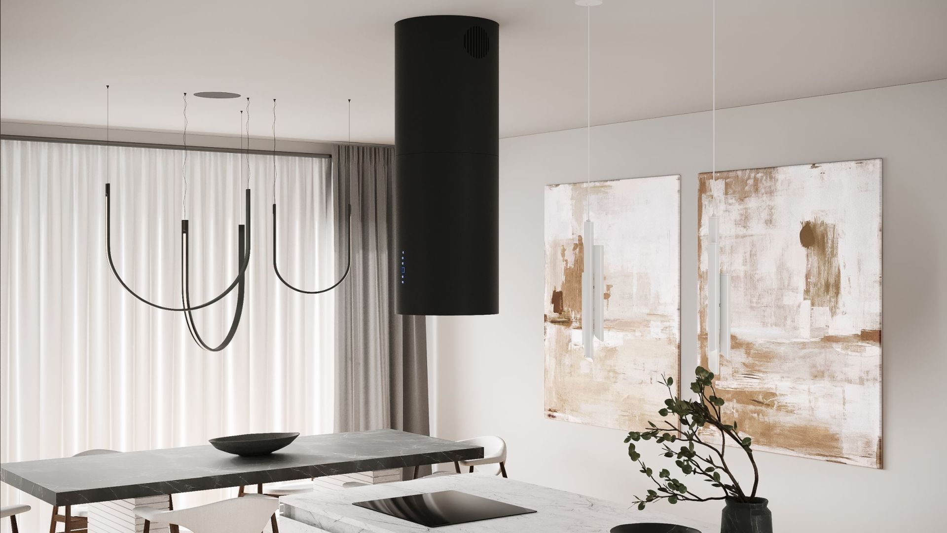 Hota insula Tubo Black Matt - Negru Mat - Vizualizare 3