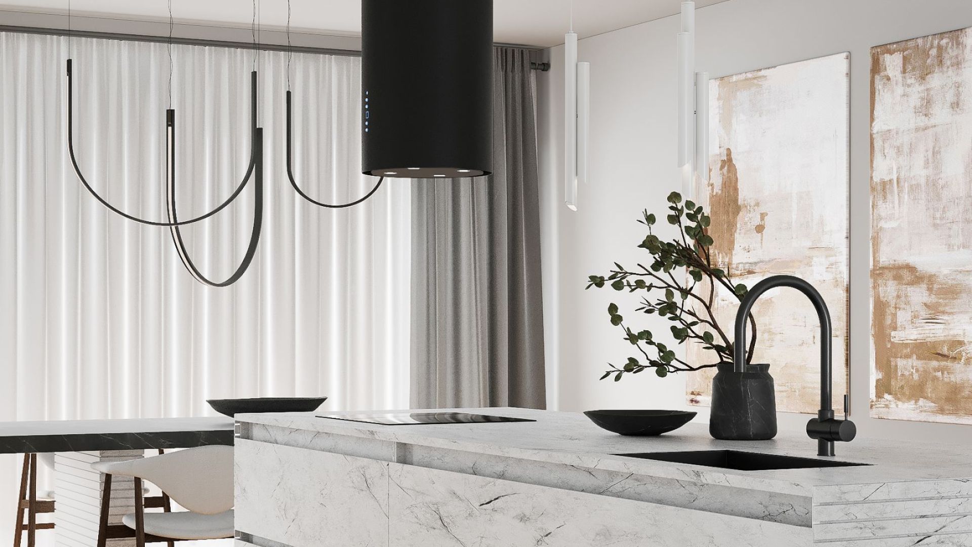 Hota insula Tubo Black Matt - Negru Mat - Vizualizare 4