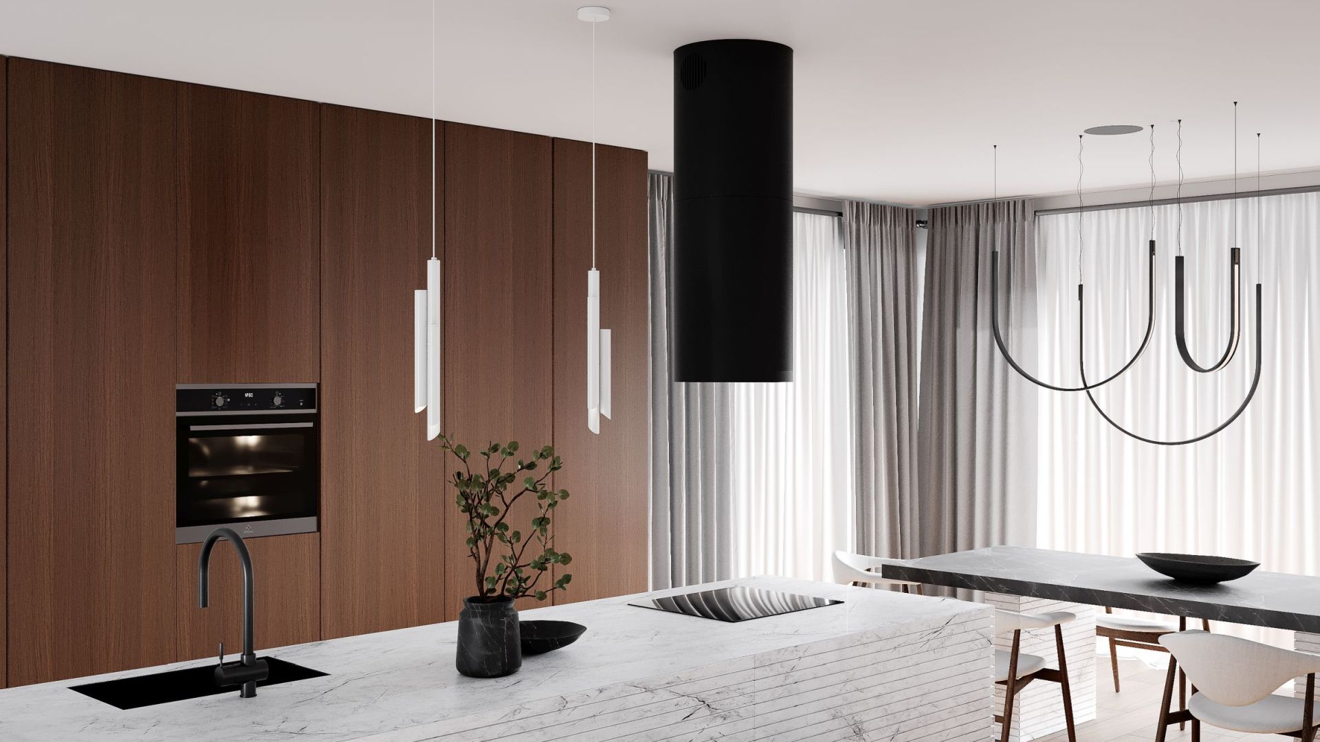 Hota insula Tubo Black Matt - Negru Mat - Vizualizare 8