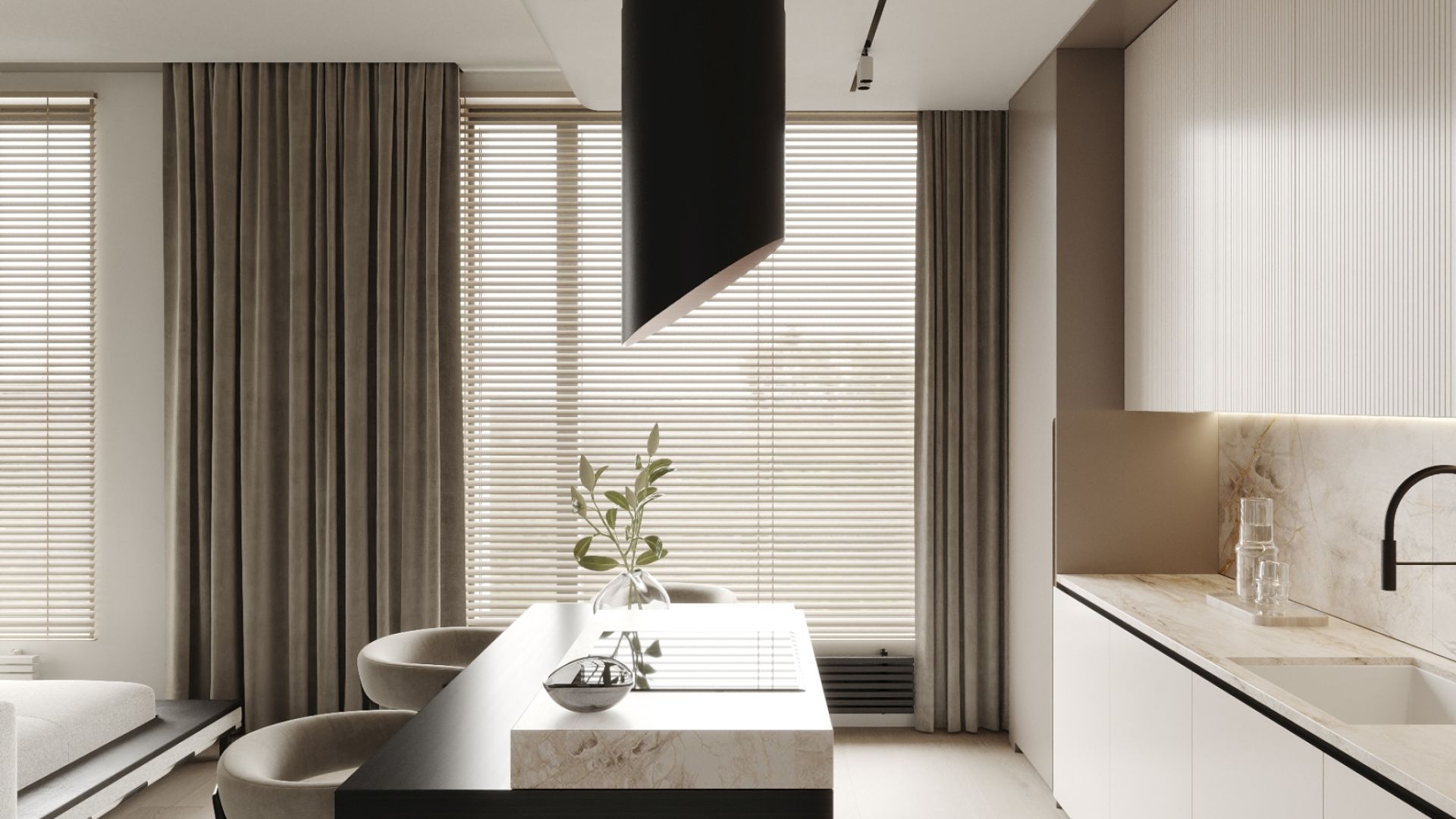 Hota insula Hiro Color Black-Kashmir - Negru Mat/Cașmir - Vizualizare 8