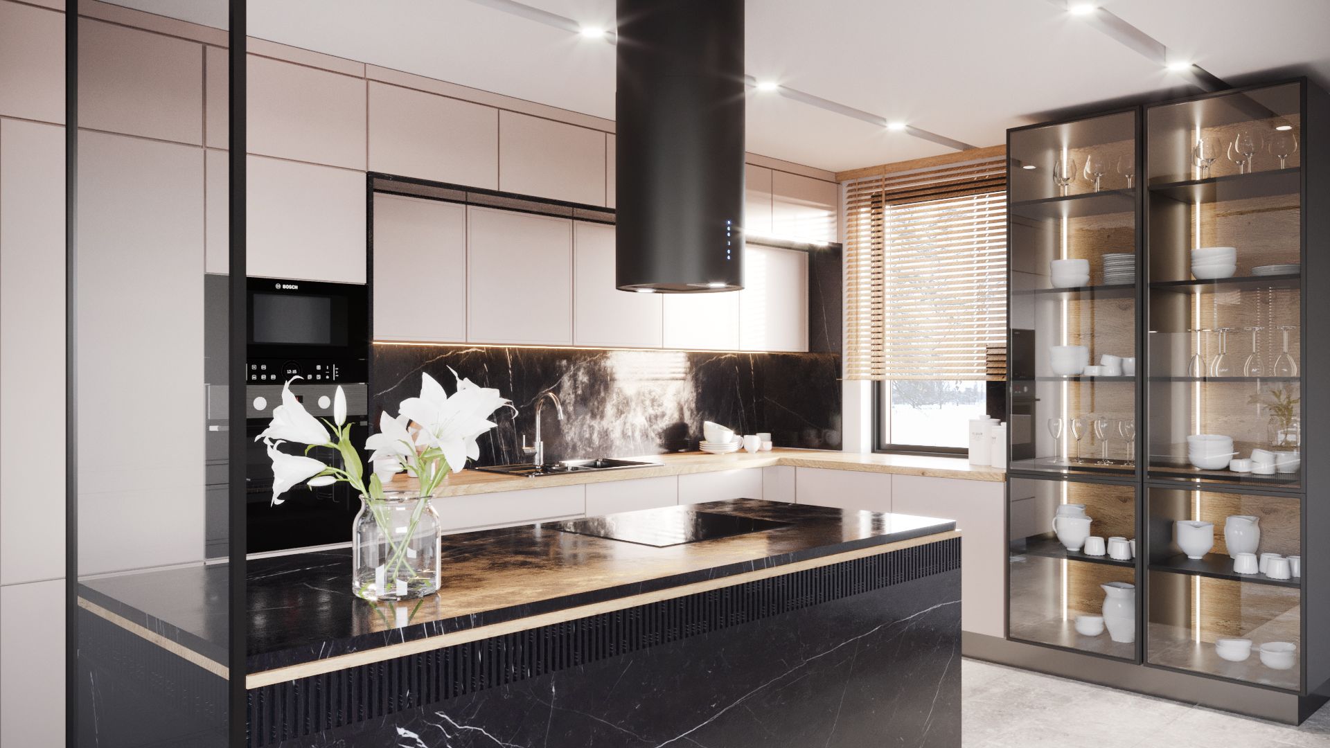 Hota insula Cylindro Black Matt - Negru Mat - Vizualizare