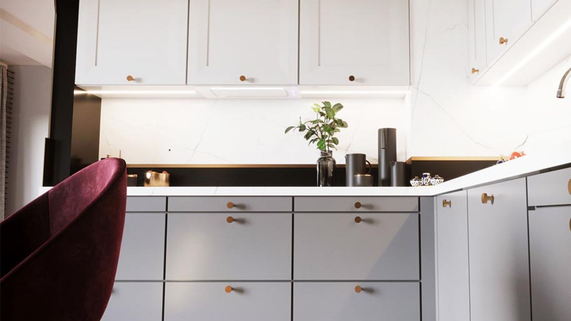 Hota Incorporabile Lando Glass White - Alb - Vizualizare