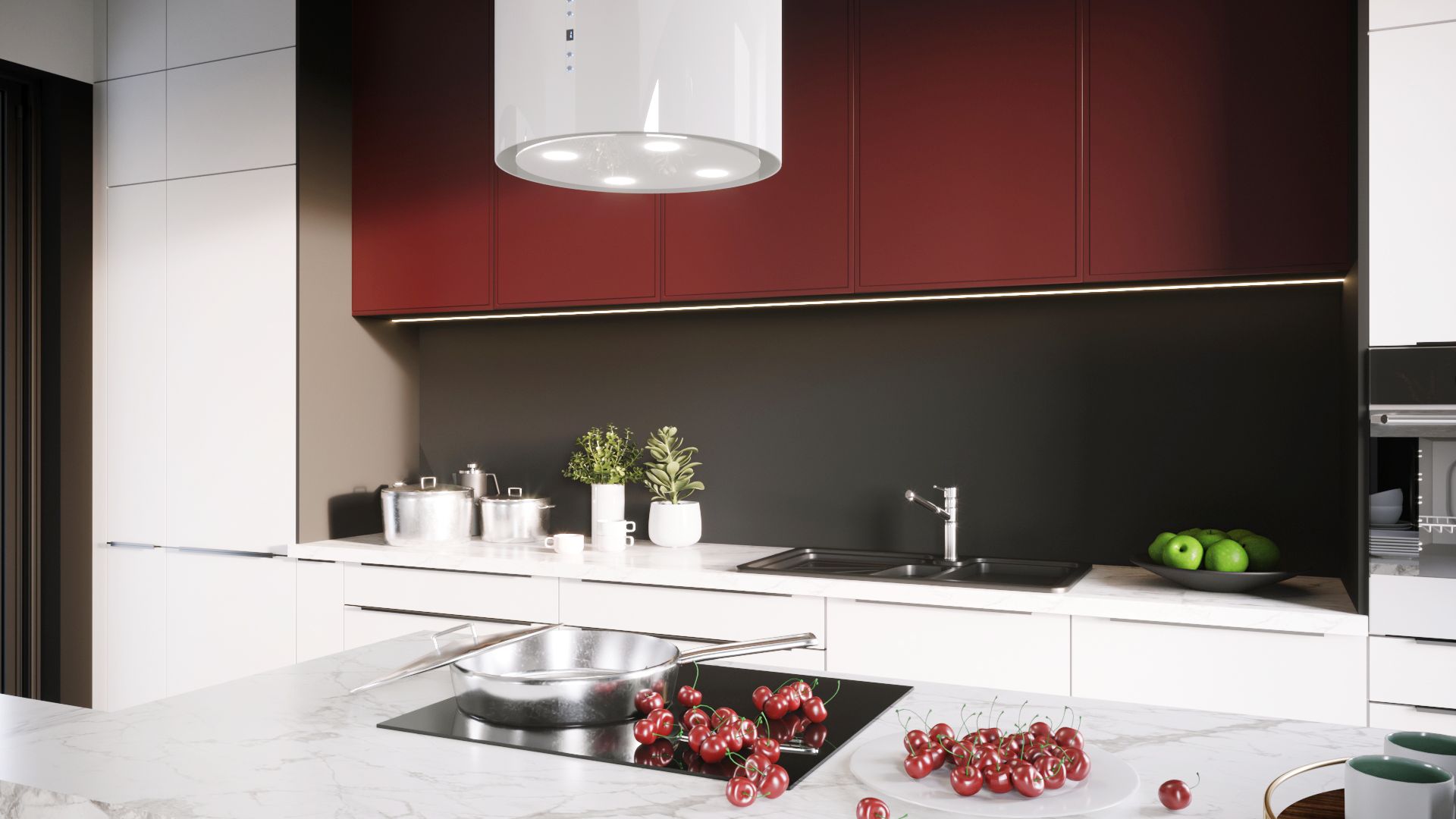 Hota insula Tubo White Matt - Alb Mat - Vizualizare 3