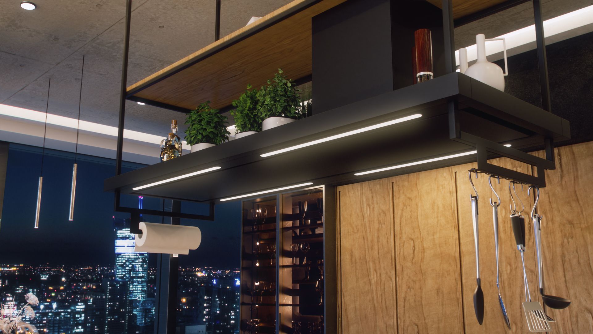 Hota insula Metropolis Premium Wood Black Matt - Negru Mat - Vizualizare 2