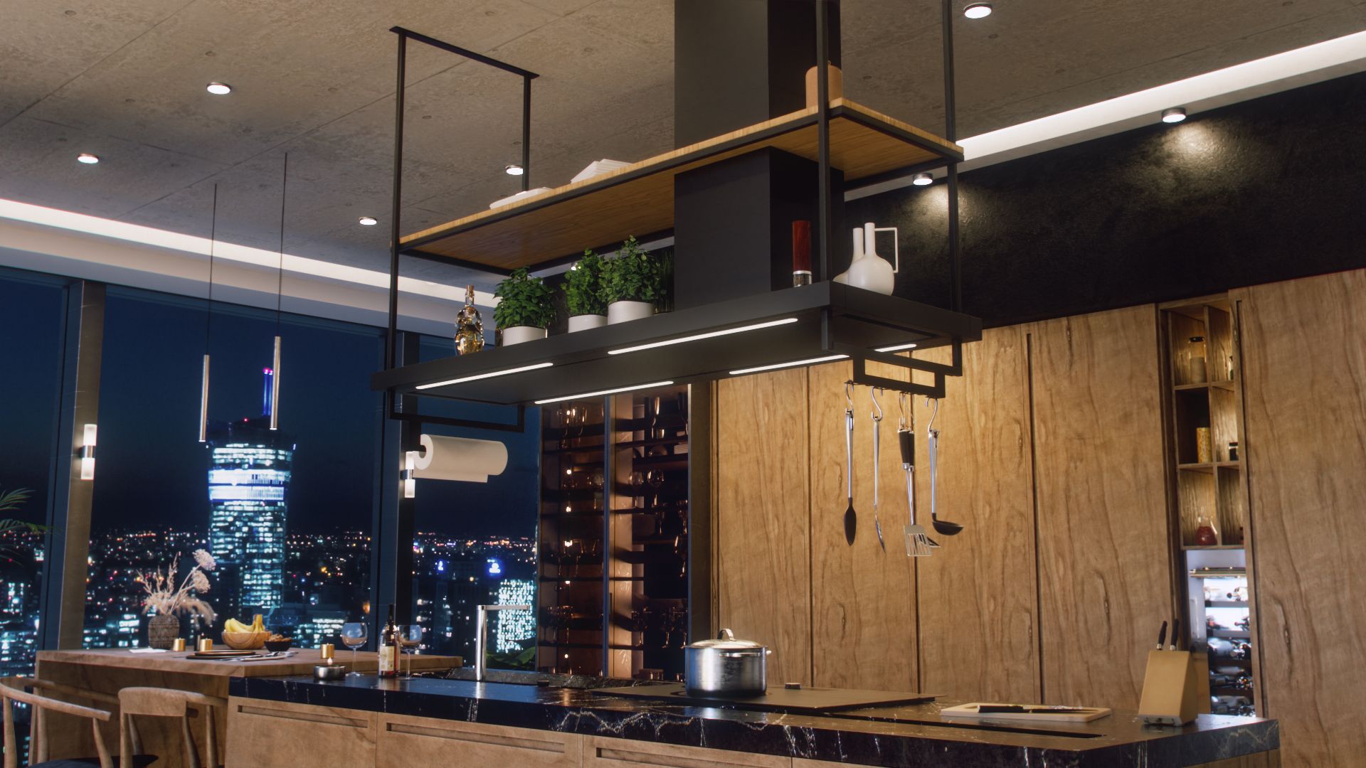 Hota insula Metropolis Elite Wood Black Matt - Negru Mat - Vizualizare