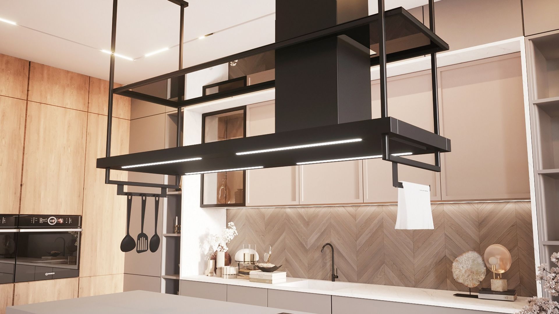 Hota insula Metropolis Premium Glass Black Matt - Negru Mat - Vizualizare