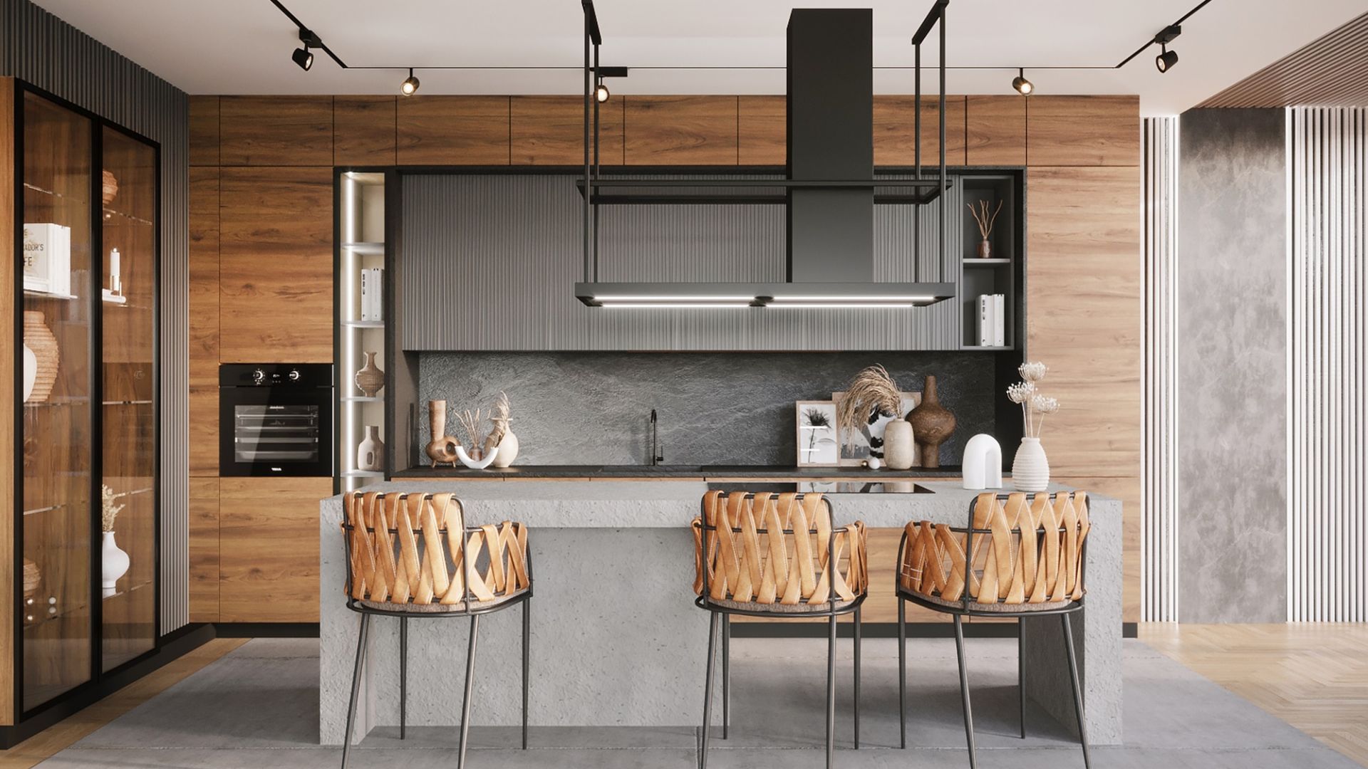 Hota insula Metropolis Elite Glass Black Matt - Negru Mat - Vizualizare