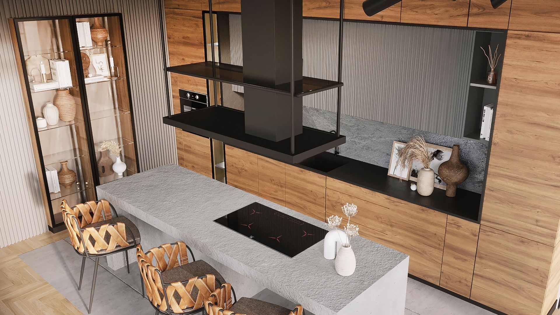 Hota insula Metropolis Elite Glass Black Matt - Negru Mat - Vizualizare 3