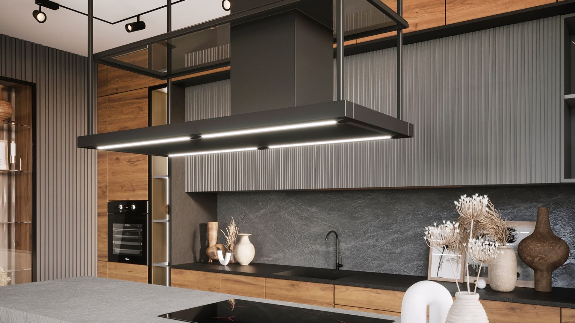 Hota insula Metropolis Elite Glass Black Matt - Negru Mat - Vizualizare 2